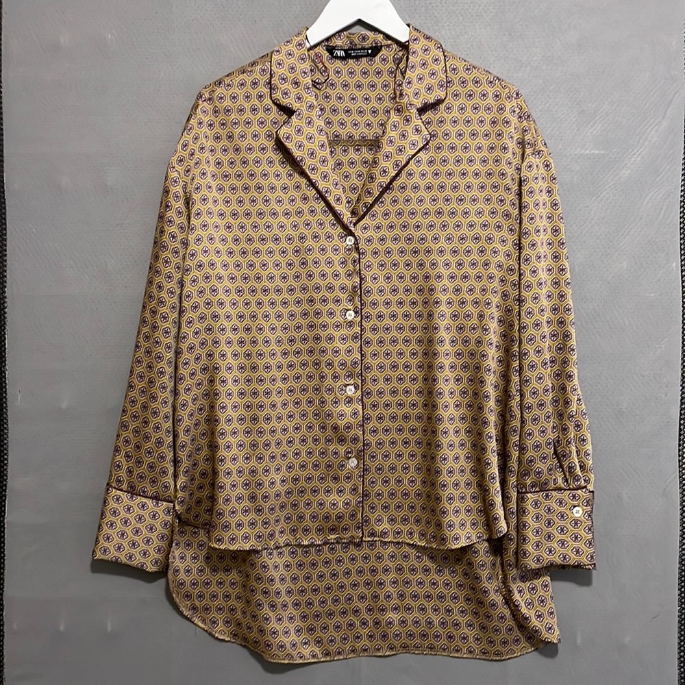 Zara silky pajama style blouse